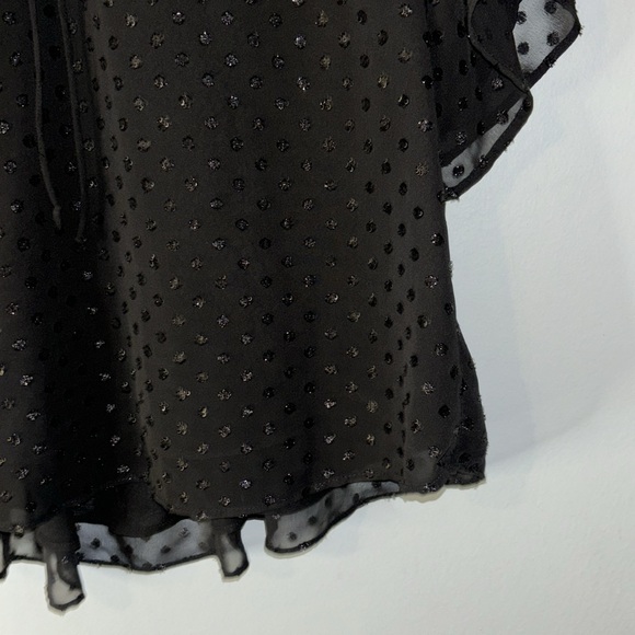 The Kooples Swiss Dot Lace Up Ruffled Layered Blouse Black Size 6 - Picture 4 of 9